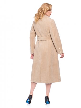 Женское демисезонное пальто из эко-меха с шалевым воротником
